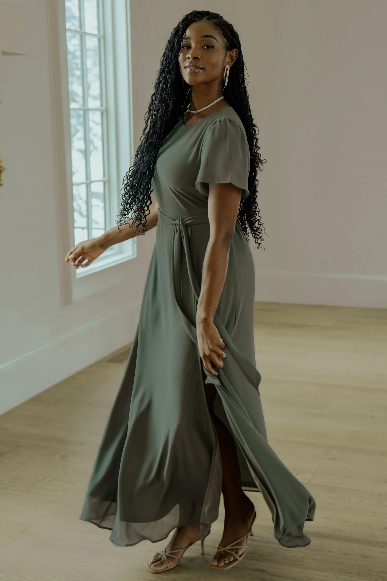 Naomi Short Sleeve Maxi Dress | Dark Sage