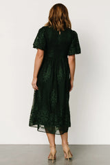 Corrine Embroidered Midi Dress | Emerald