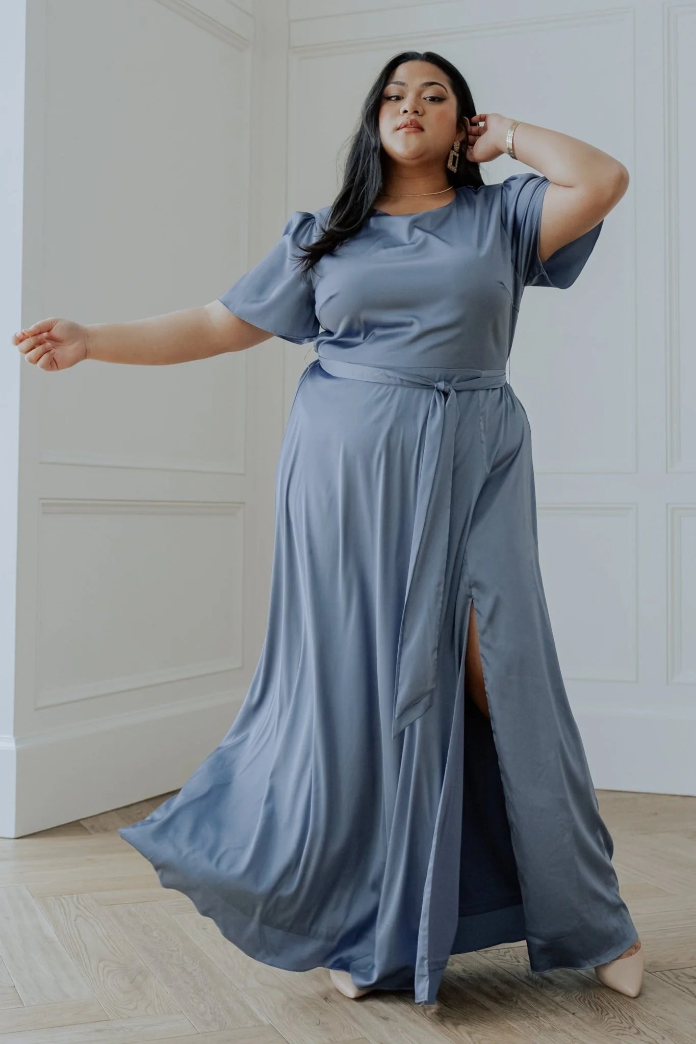 Agnes Satin Maxi Dress | Whisper Blue