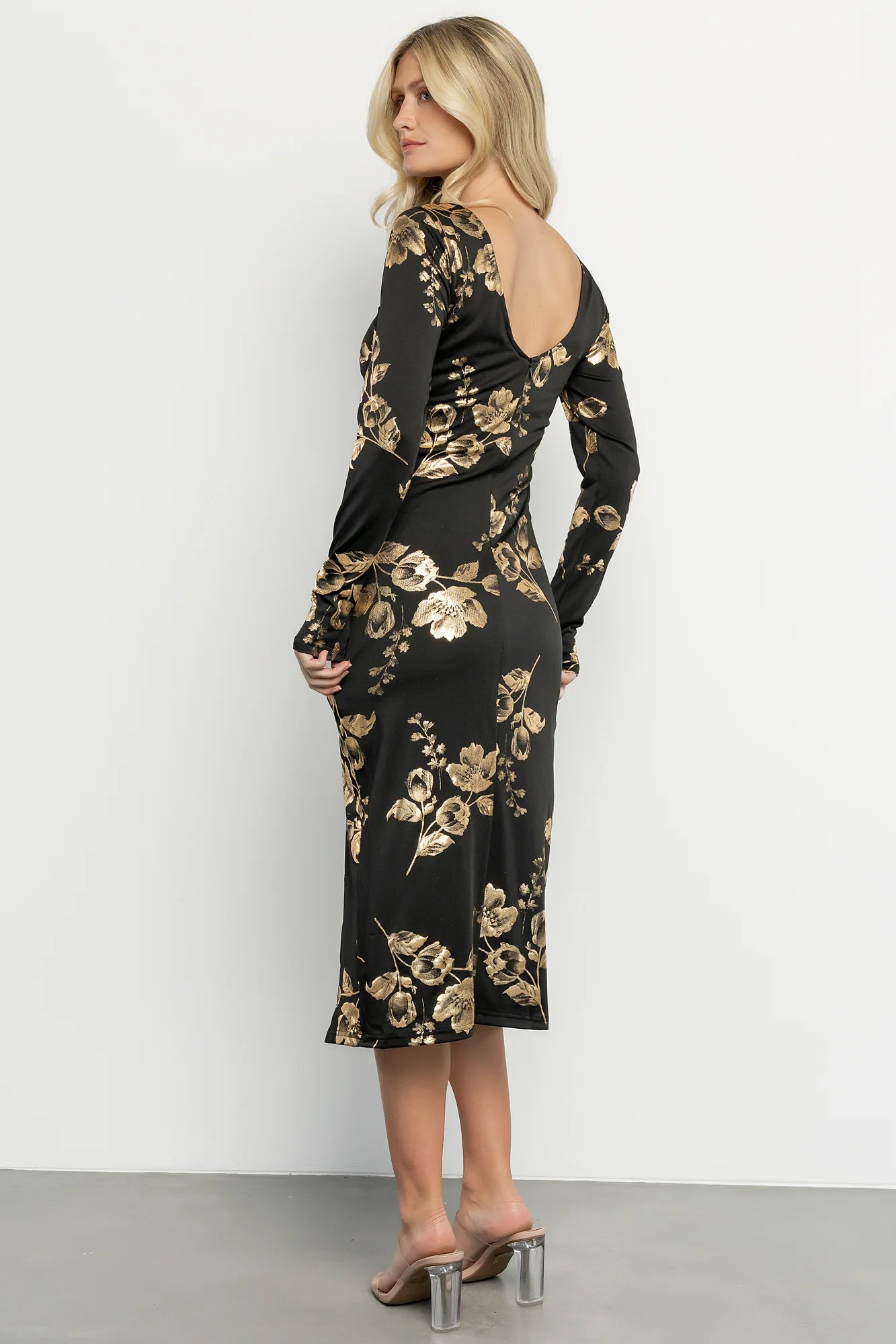 Valeria Midi Dress | Black + Gold