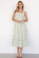 Soren Tie Back Dress | Sage Stripe