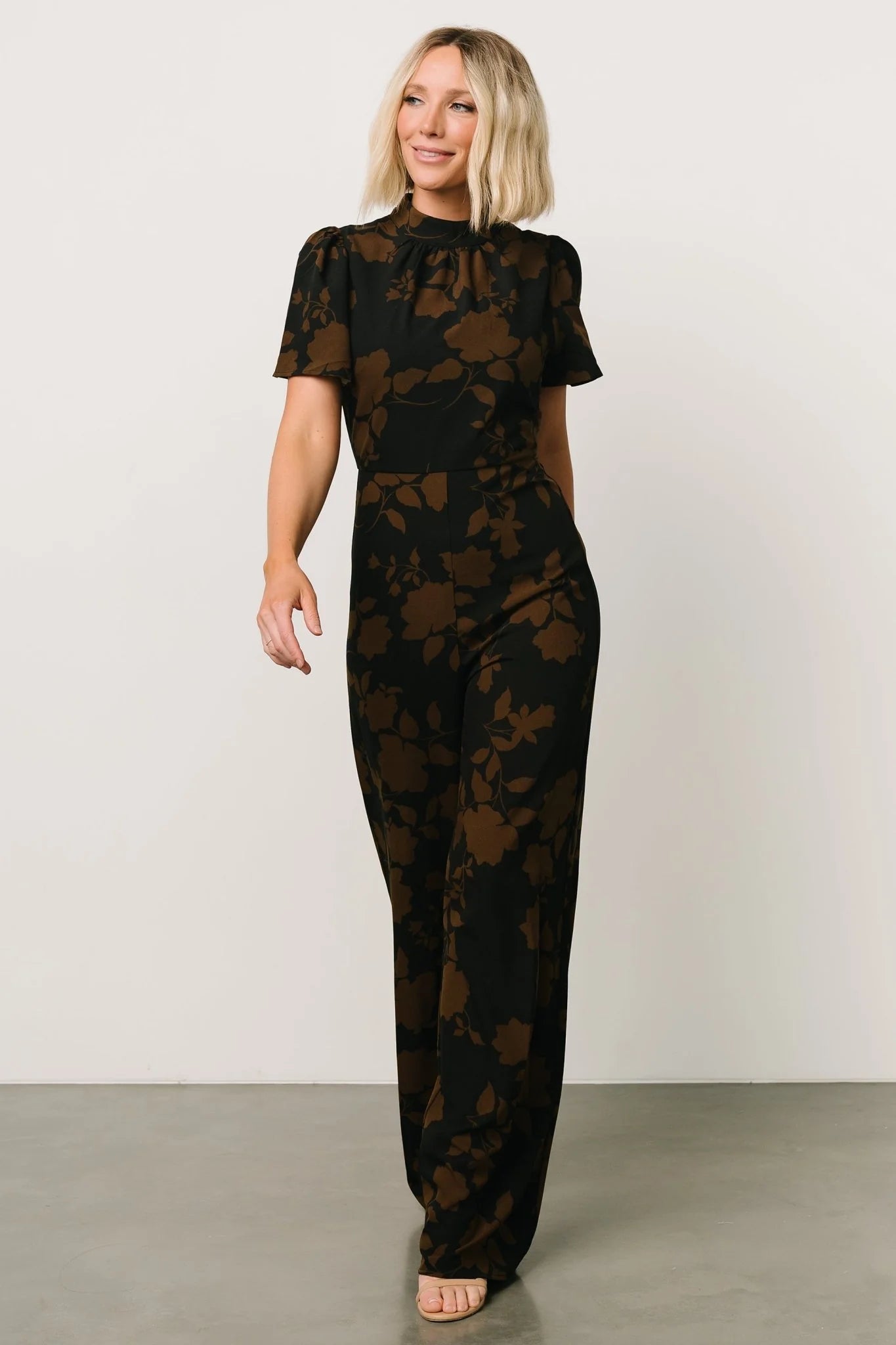 Langham Mock Neck Jumpsuit | Espresso Print