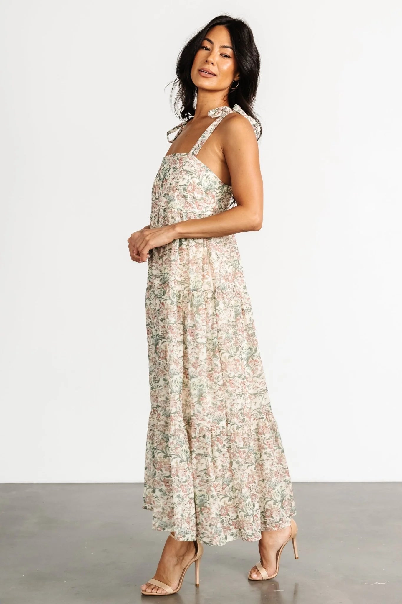 Lelisa Shoulder Tie Dress | Cream Floral