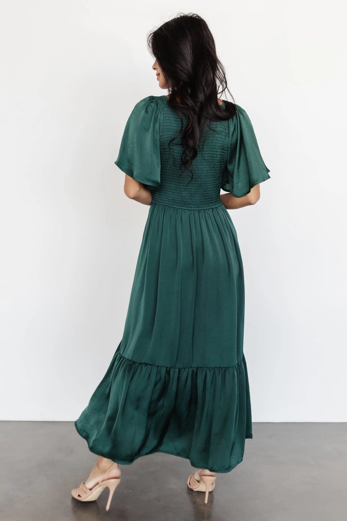 Lovell Smocked Midi Dress | Emerald