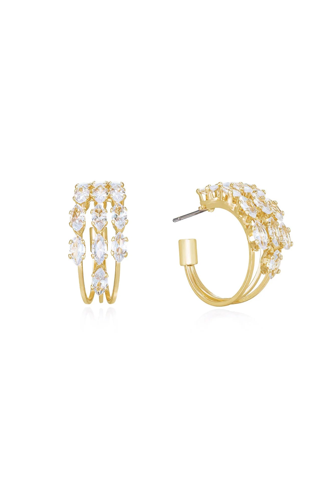 Multi-Crystal Huggie Hoop Earrings