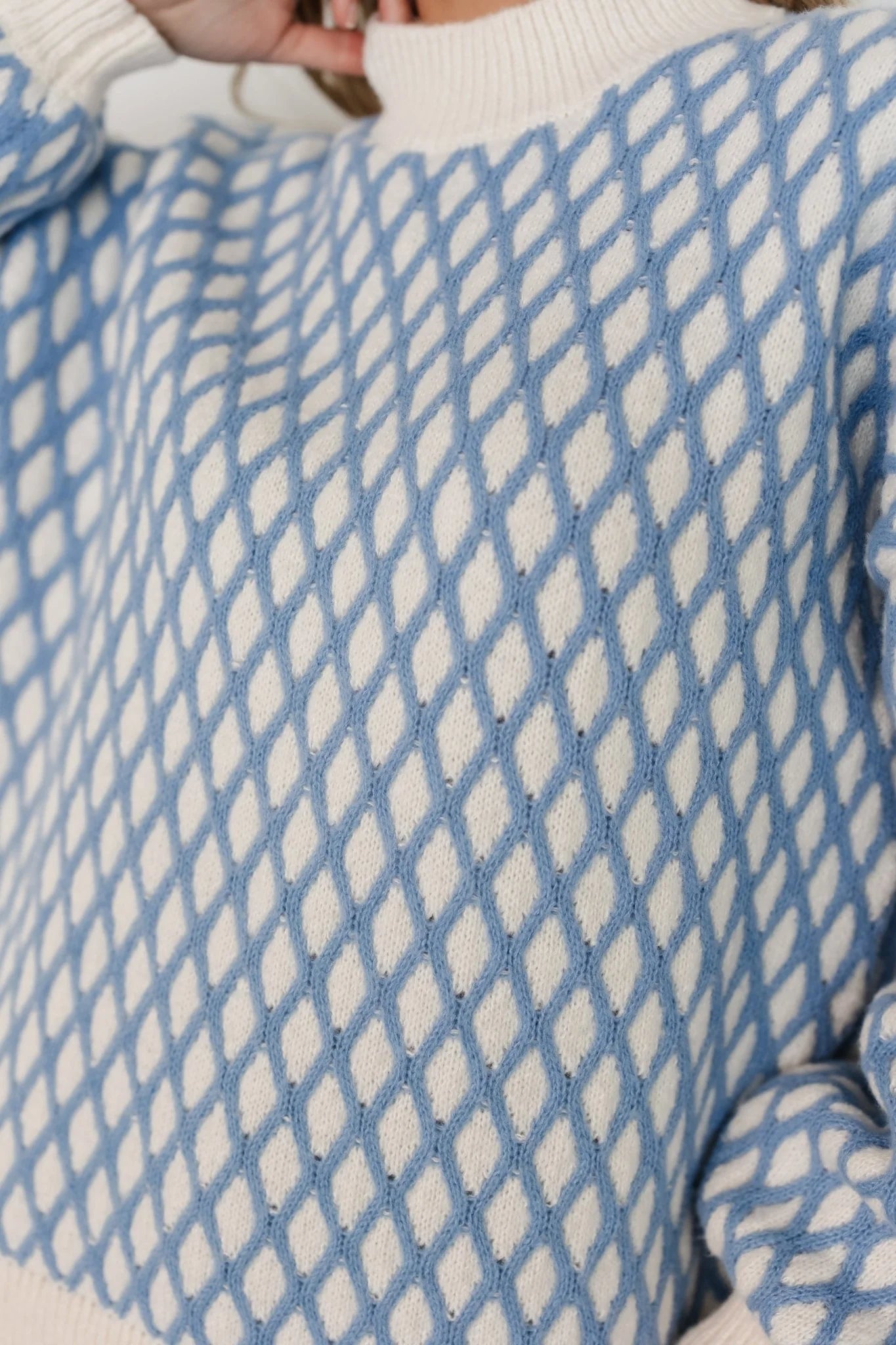 Hendrix Diamond Knit Sweater | Blue