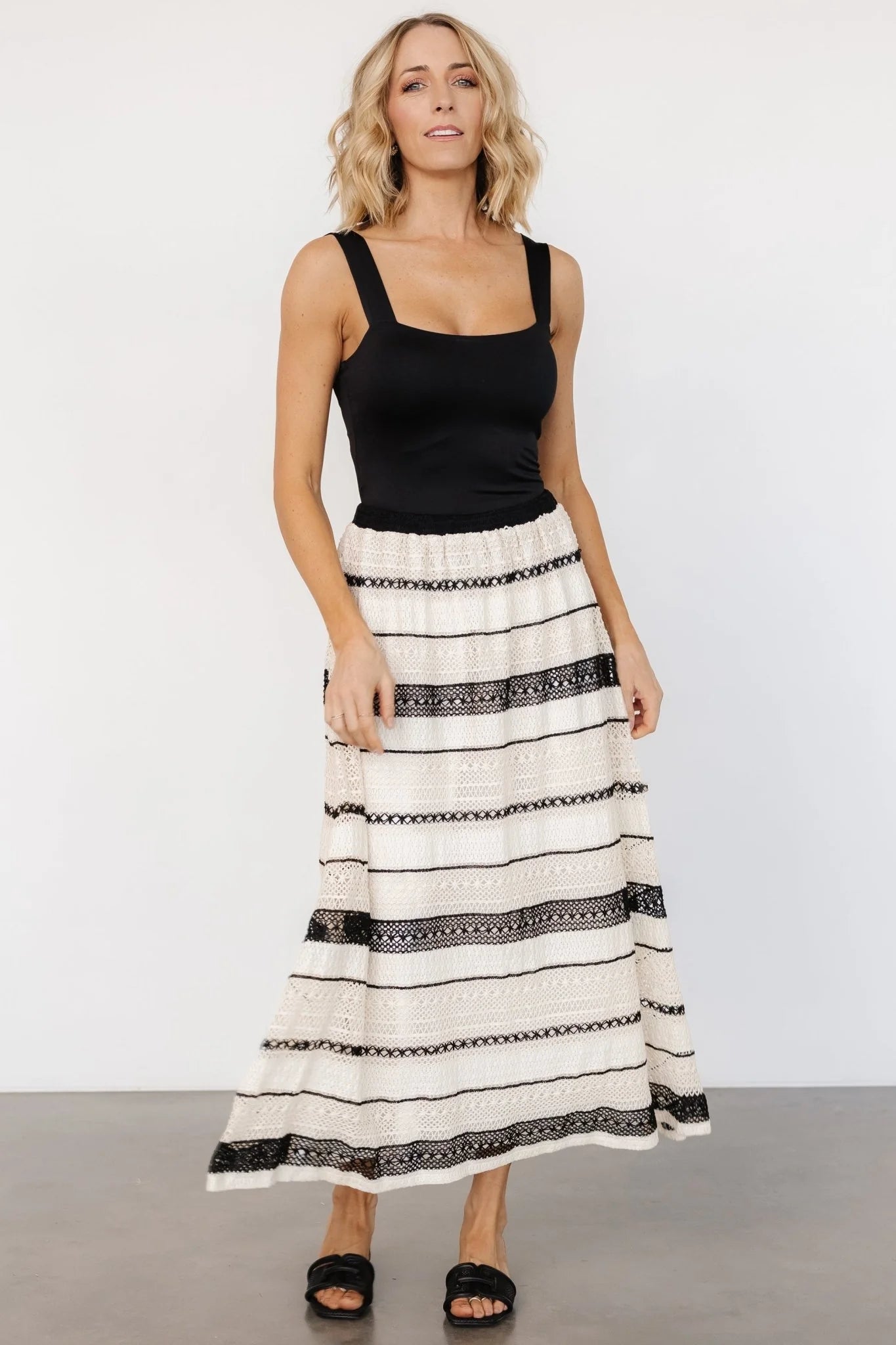 Alondra Woven Skirt | Cream + Black