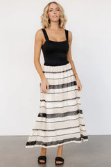 Alondra Woven Skirt | Cream + Black