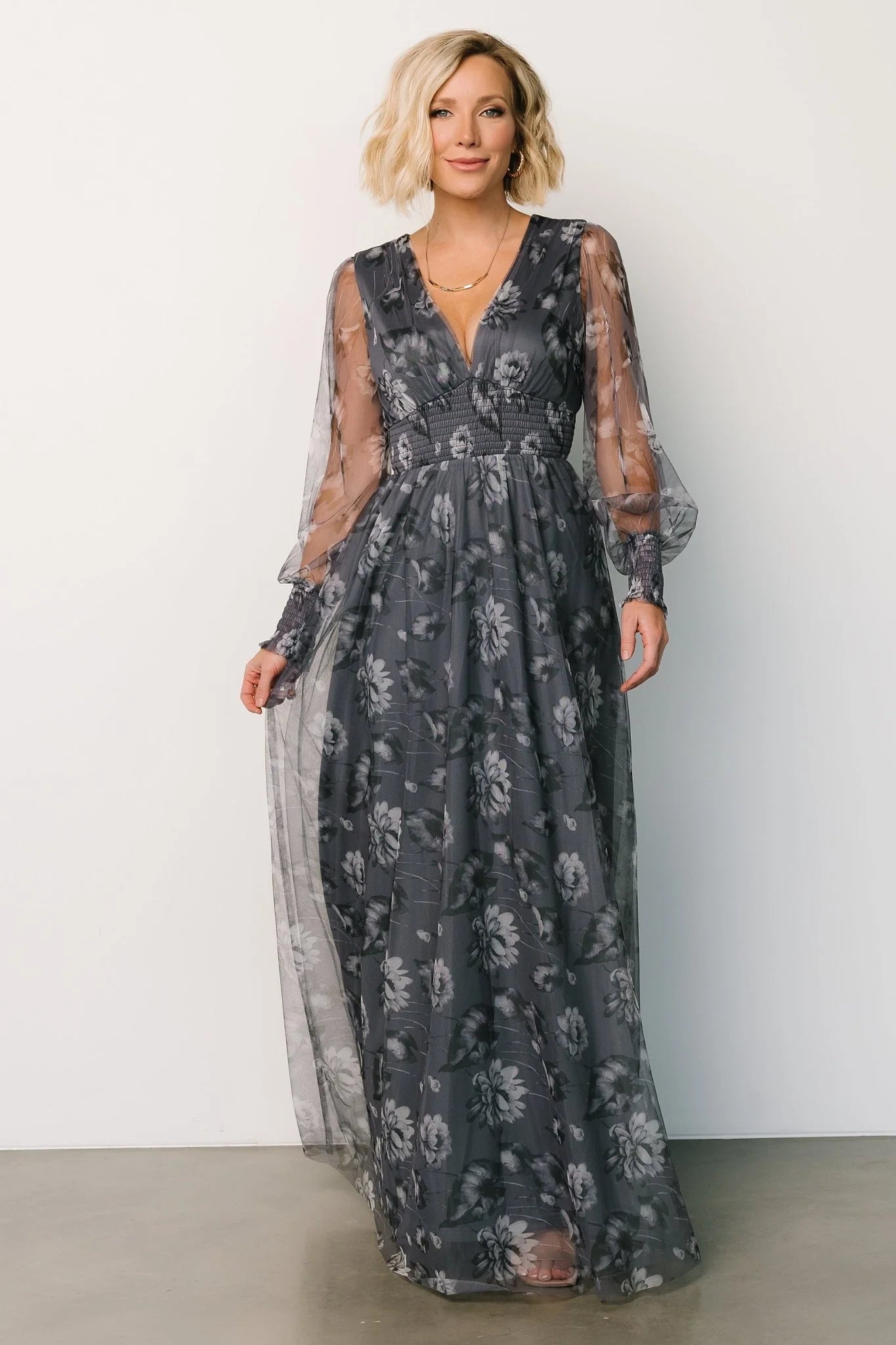 Layla Tulle Maxi Dress | Slate Floral