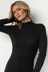 Linde Ribbed Short Dress | Black