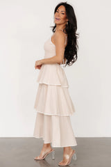 Odette Tiered Dress | Natural + White