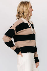 Alec Striped Sweater | Black + Mocha