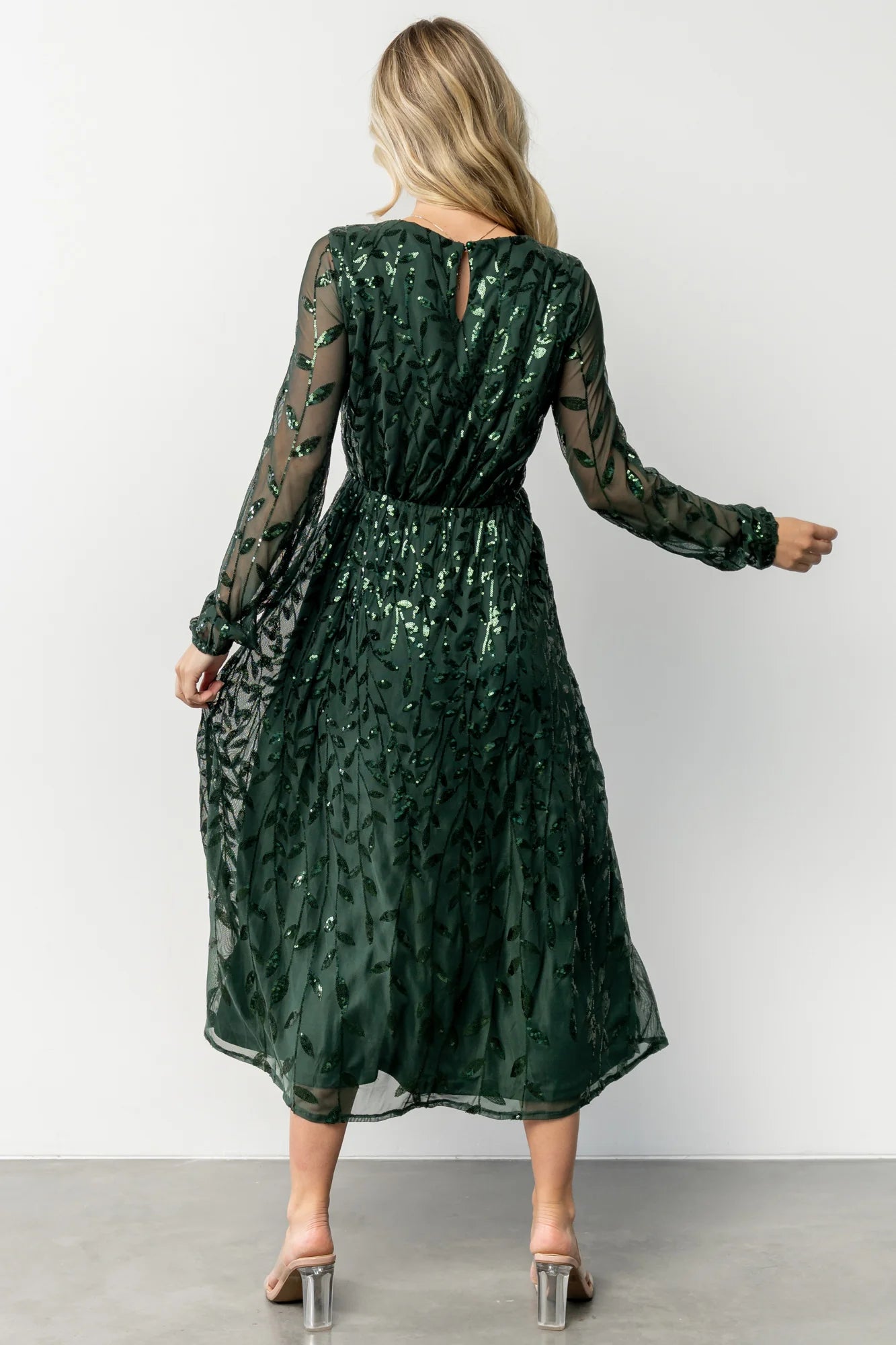 Kalla Sequin Midi Dress | Emerald