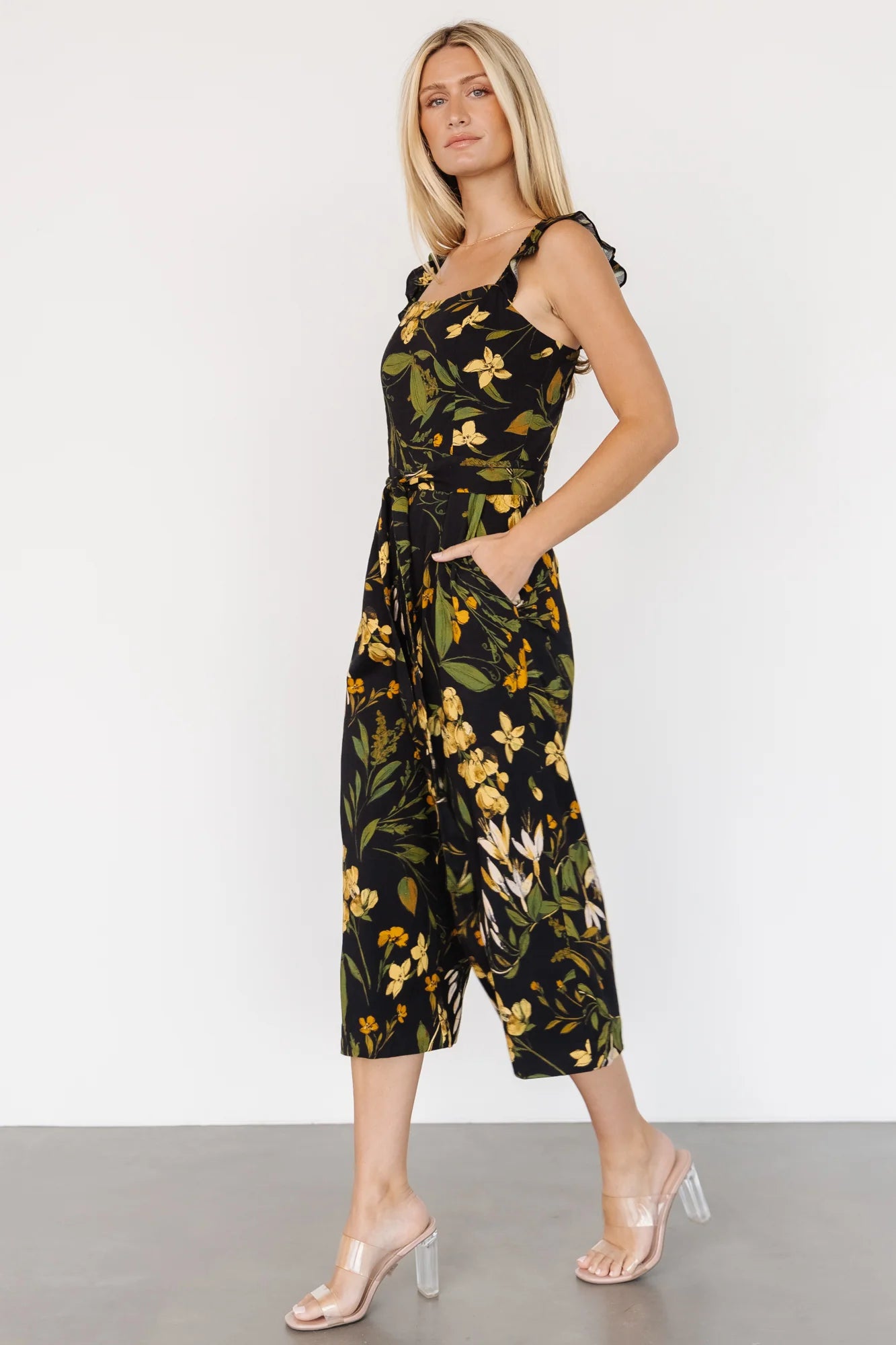 Gemma Jumpsuit | Black + Golden Floral