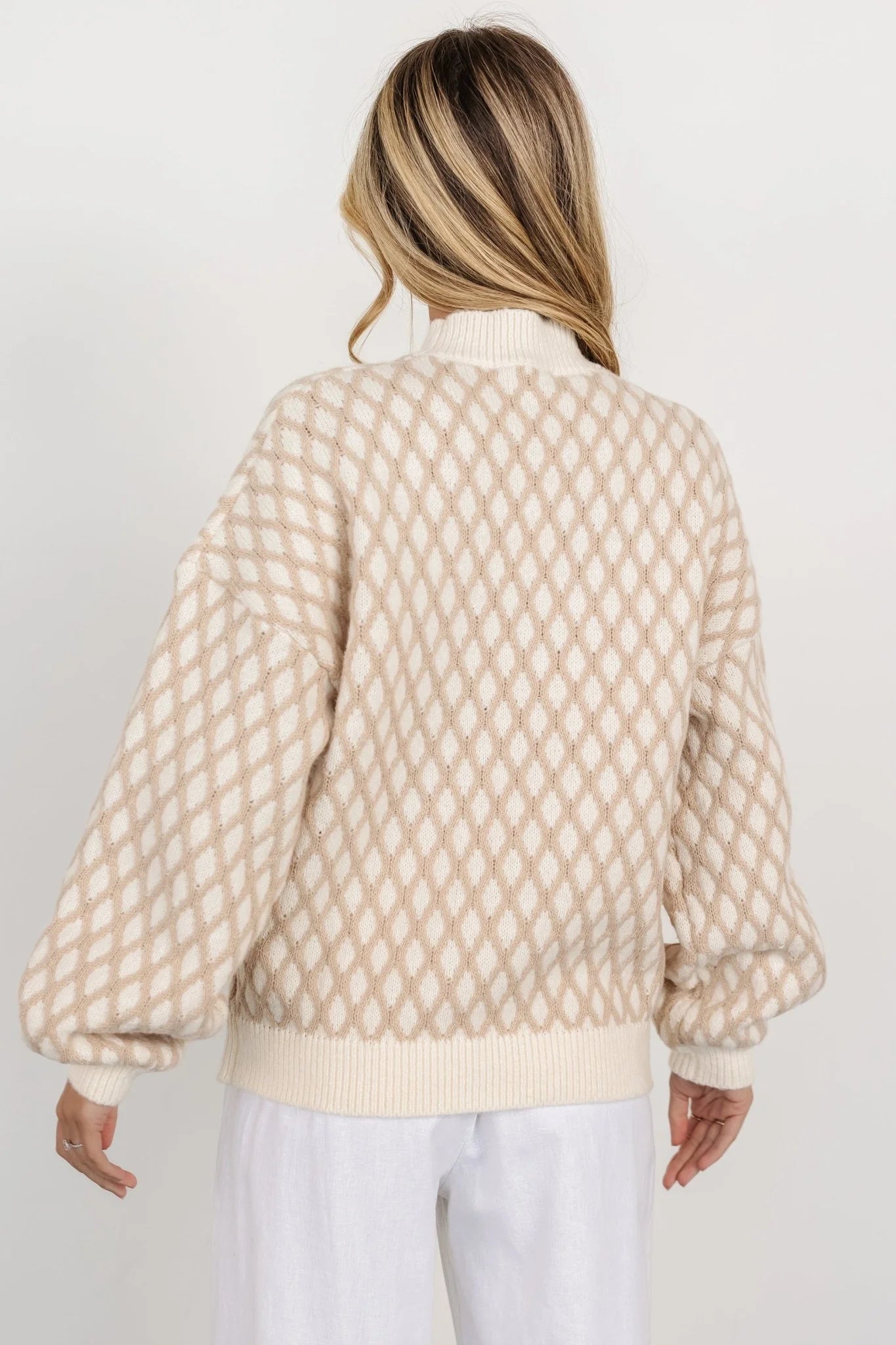 Hendrix Diamond Knit Sweater | Taupe