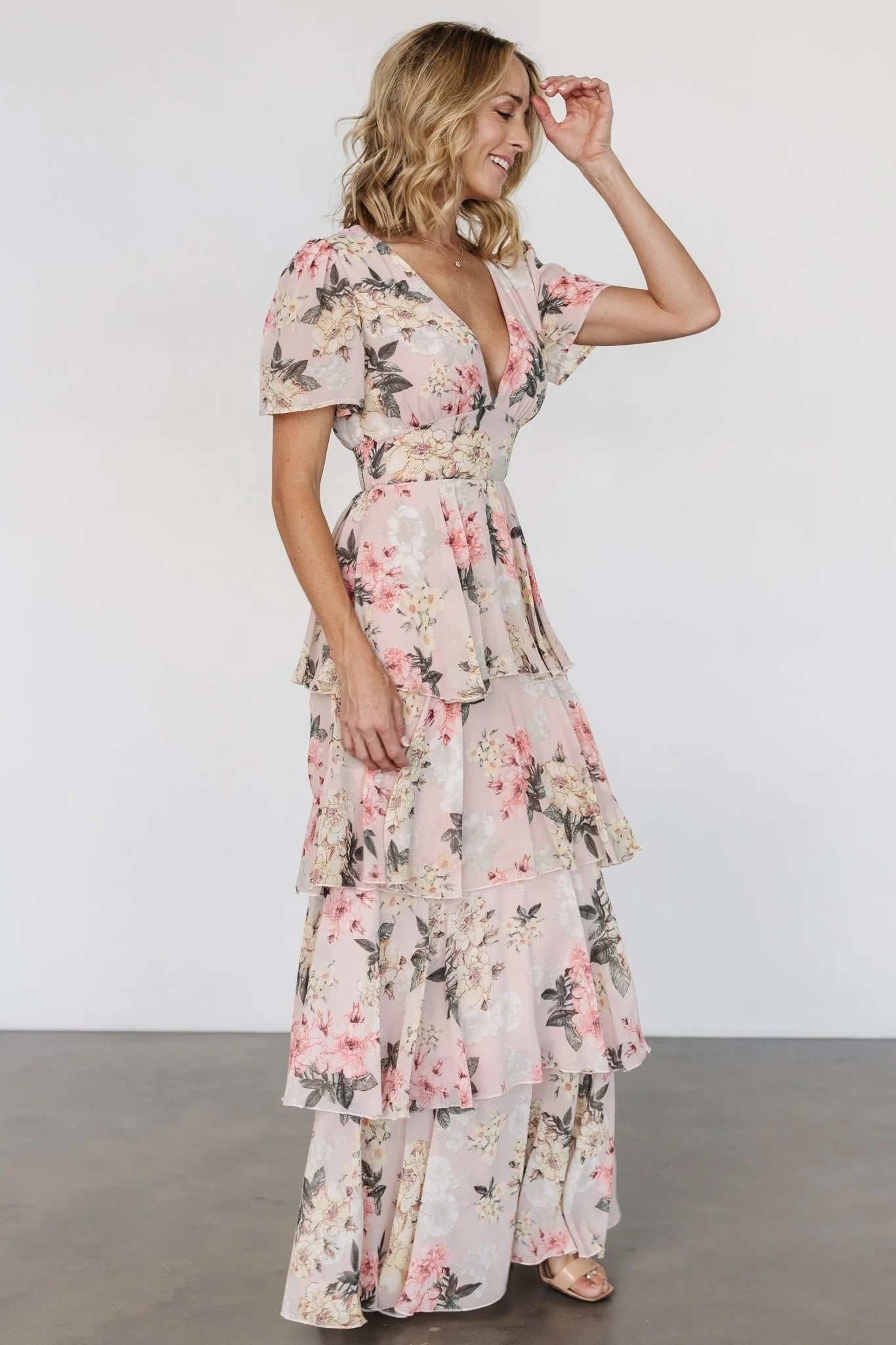 Montaigne Ruffle Maxi Dress | Pale Blush Floral