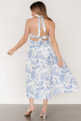 Carolyn Halter Midi Dress | White + Blue