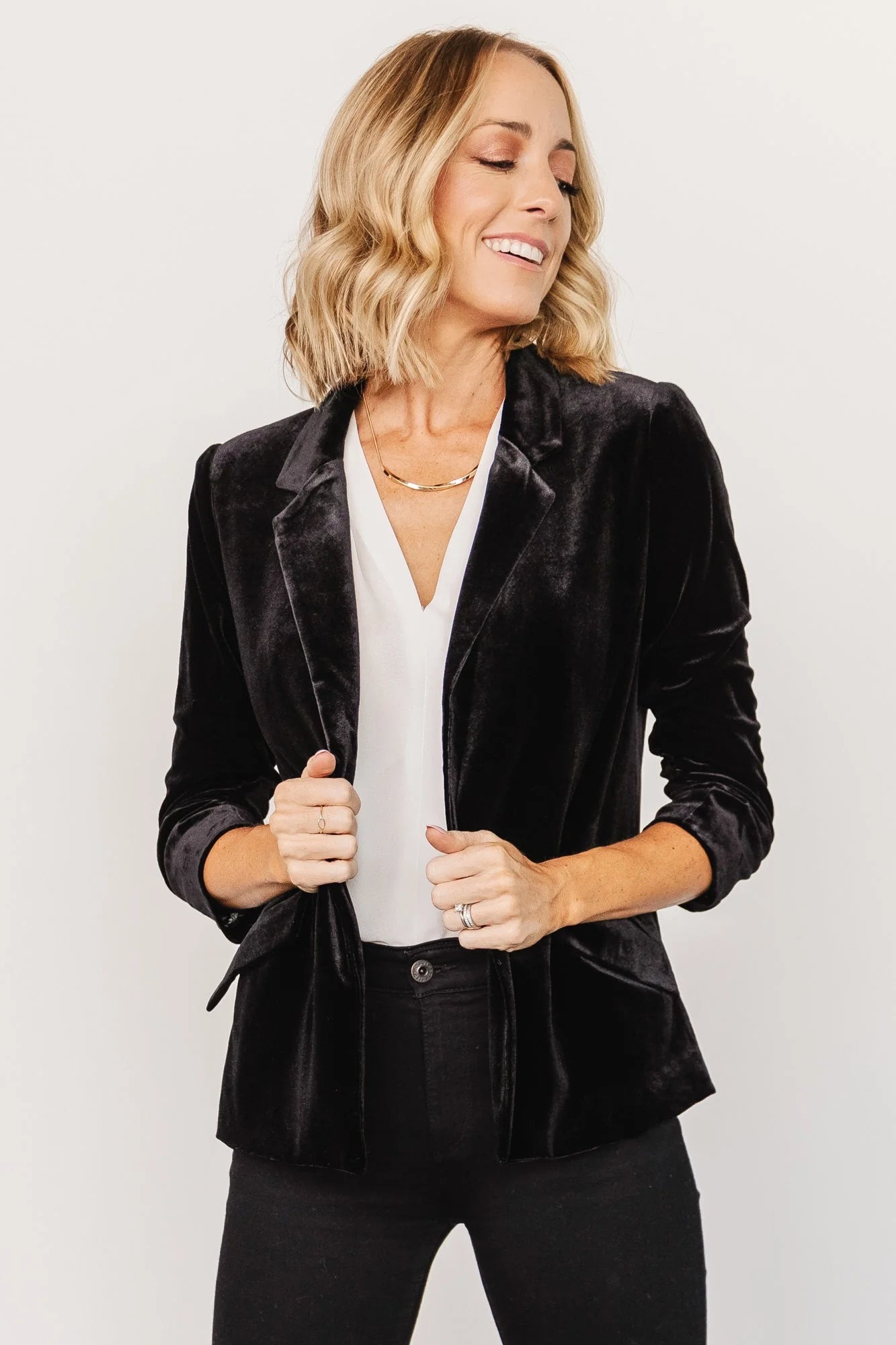 Brinton Velvet Blazer | Black