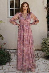 Layla Tulle Maxi Dress | Dusty Orchid Floral