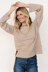 Irene Turtleneck Sweater Top | Stone