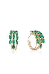 Multi-Crystal Huggie Hoop Earrings