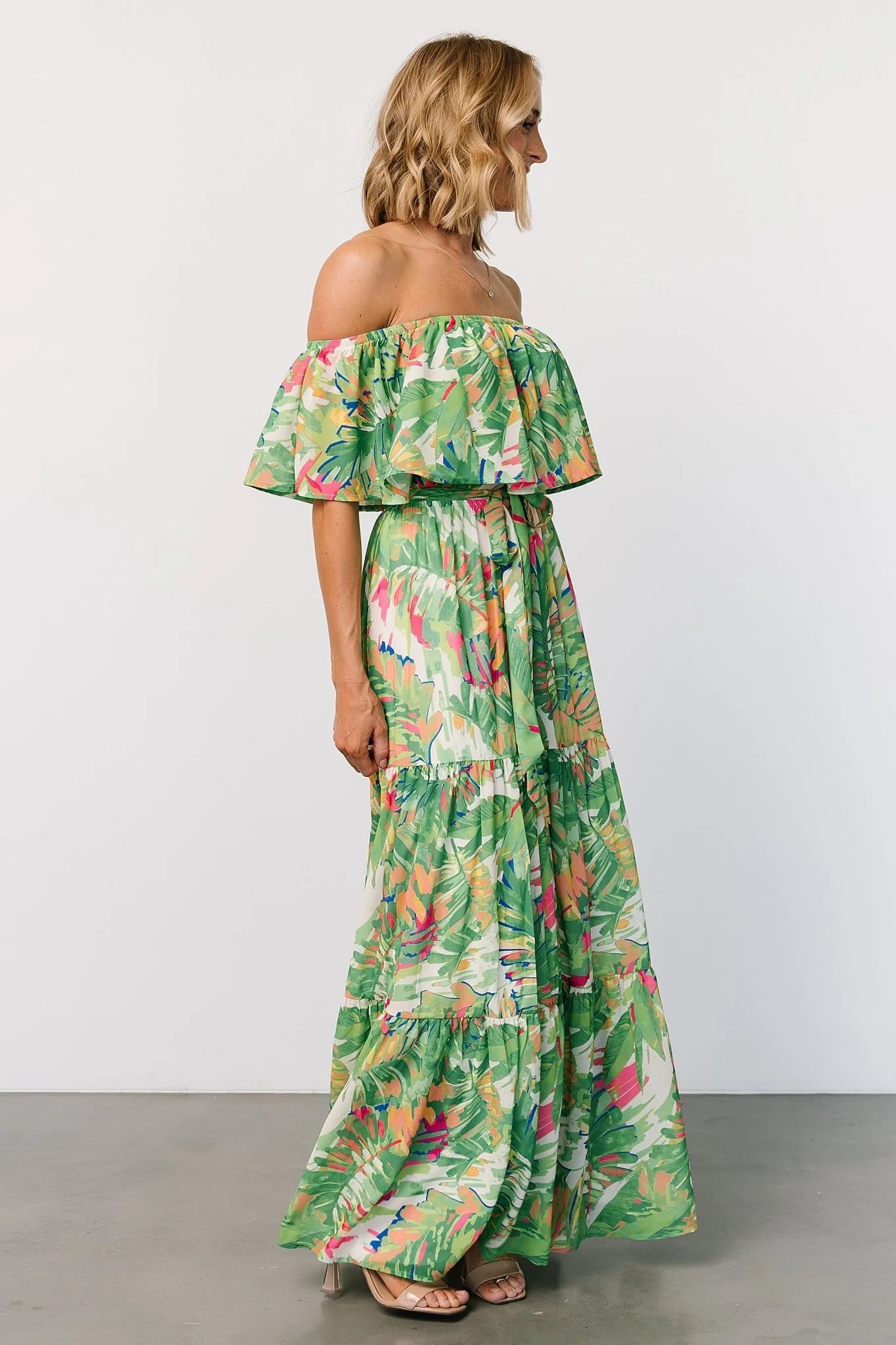 Sonoma Off Shoulder Maxi Dress | Green Multi