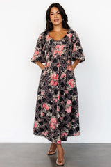 Ivanna Dress | Black + Pink