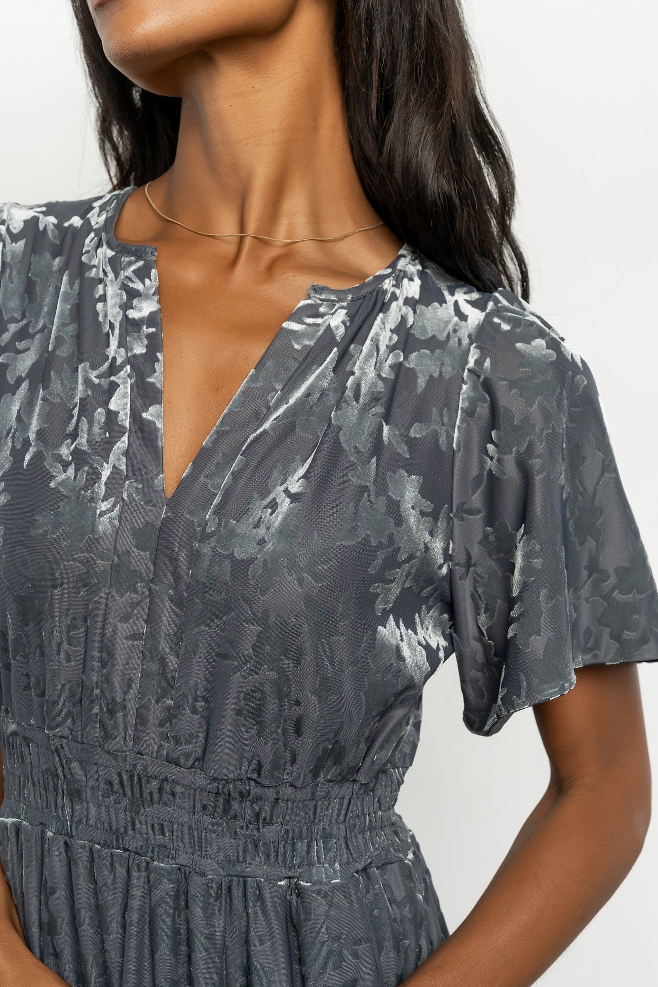 Bronwyn Velvet Dress | Dusty Blue