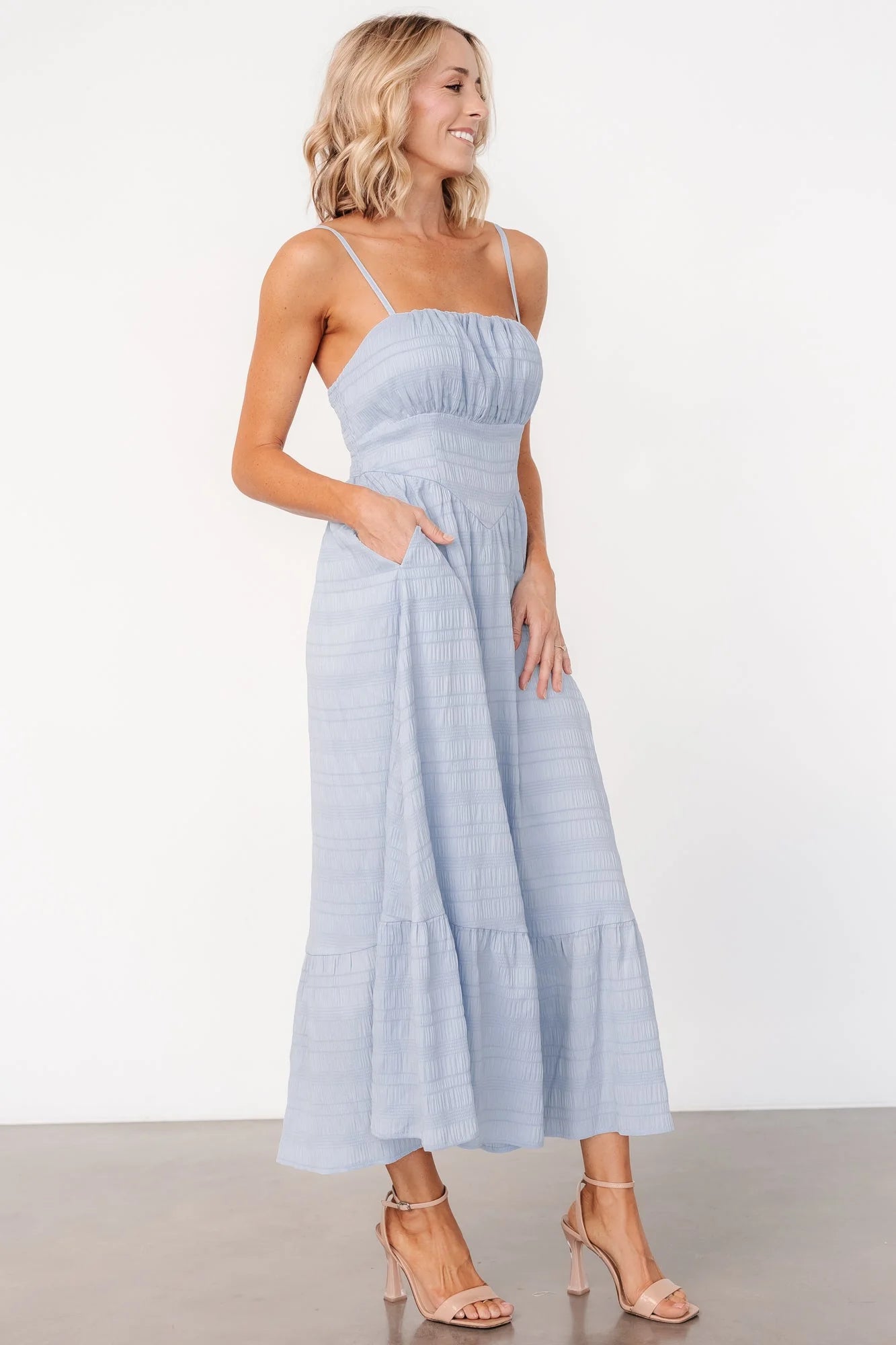Mikayla Textured Tank Dress | Light Blue