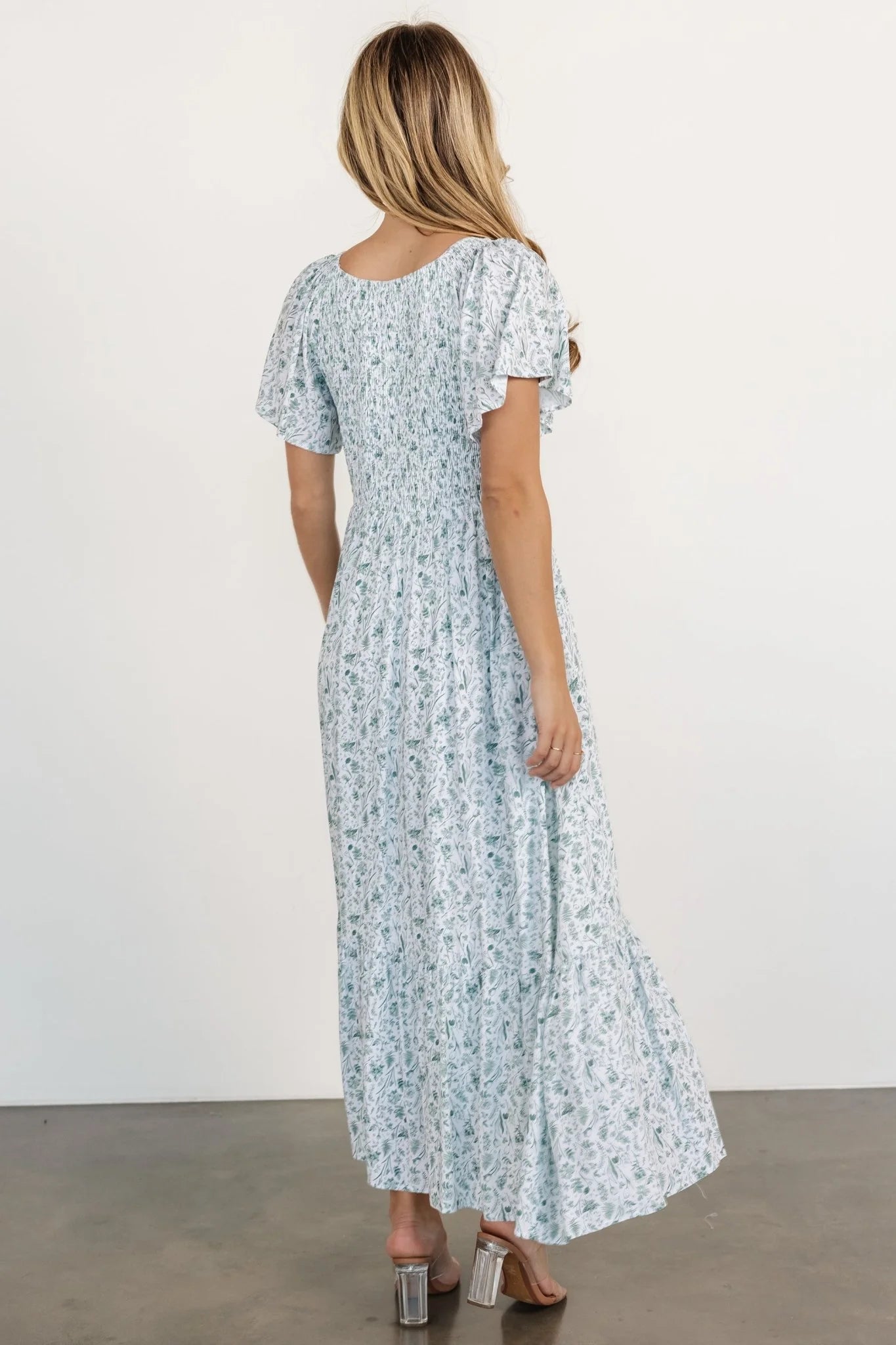 Joanie Smocked Dress | White + Sage