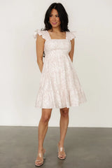 Suri Short Dress | Off White + Blush Floral