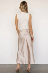Celeste Satin Midi Skirt | Champagne