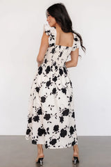 Bridget Midi Dress | Ivory + Black Floral