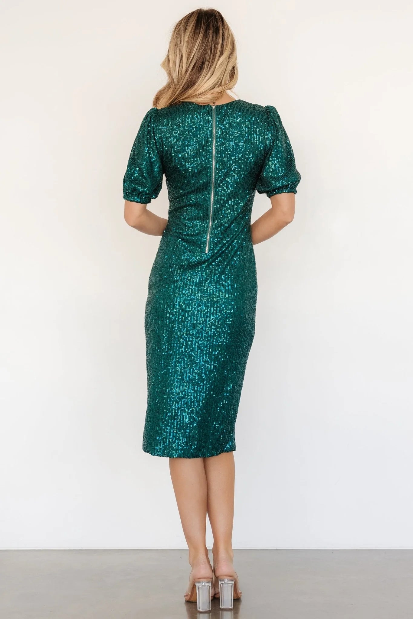 Socorro Sequin Midi Dress | Emerald
