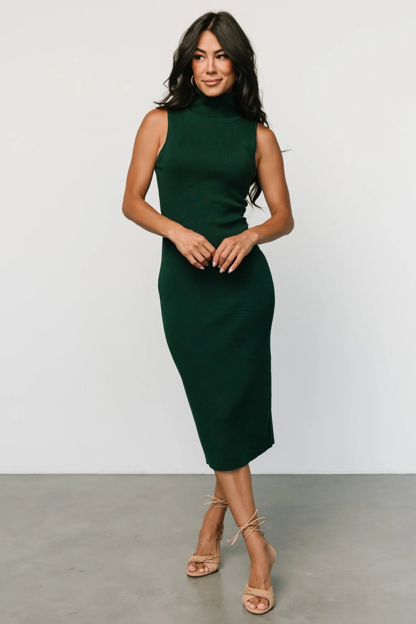 Melbourne Turtleneck Midi Dress | Emerald