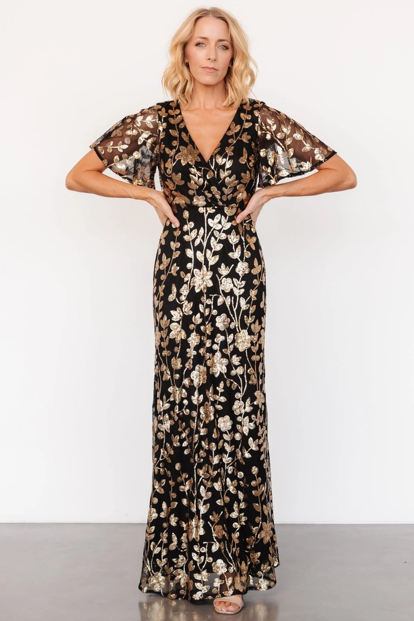 Esme Sequin Dress | Black + Gold