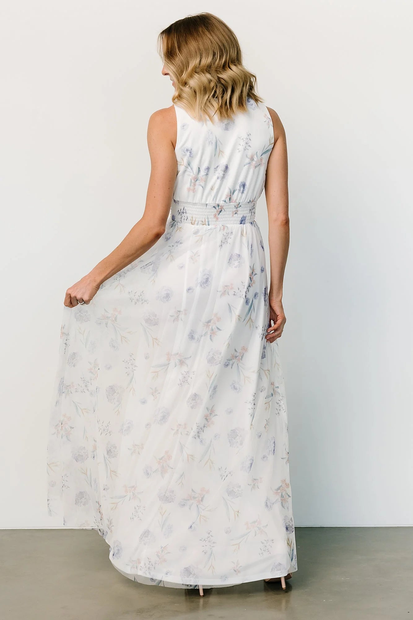 Kamila Tulle Maxi Dress | White Floral