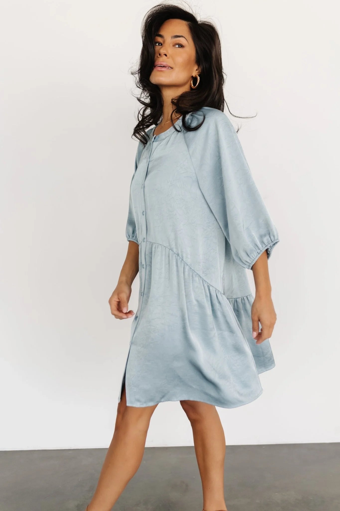 Janice Button Dress | Blue