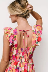 Ayla Tiered Maxi Dress | Pink Multi Floral