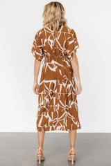 Fantino Faux Wrap Dress | Brown Print
