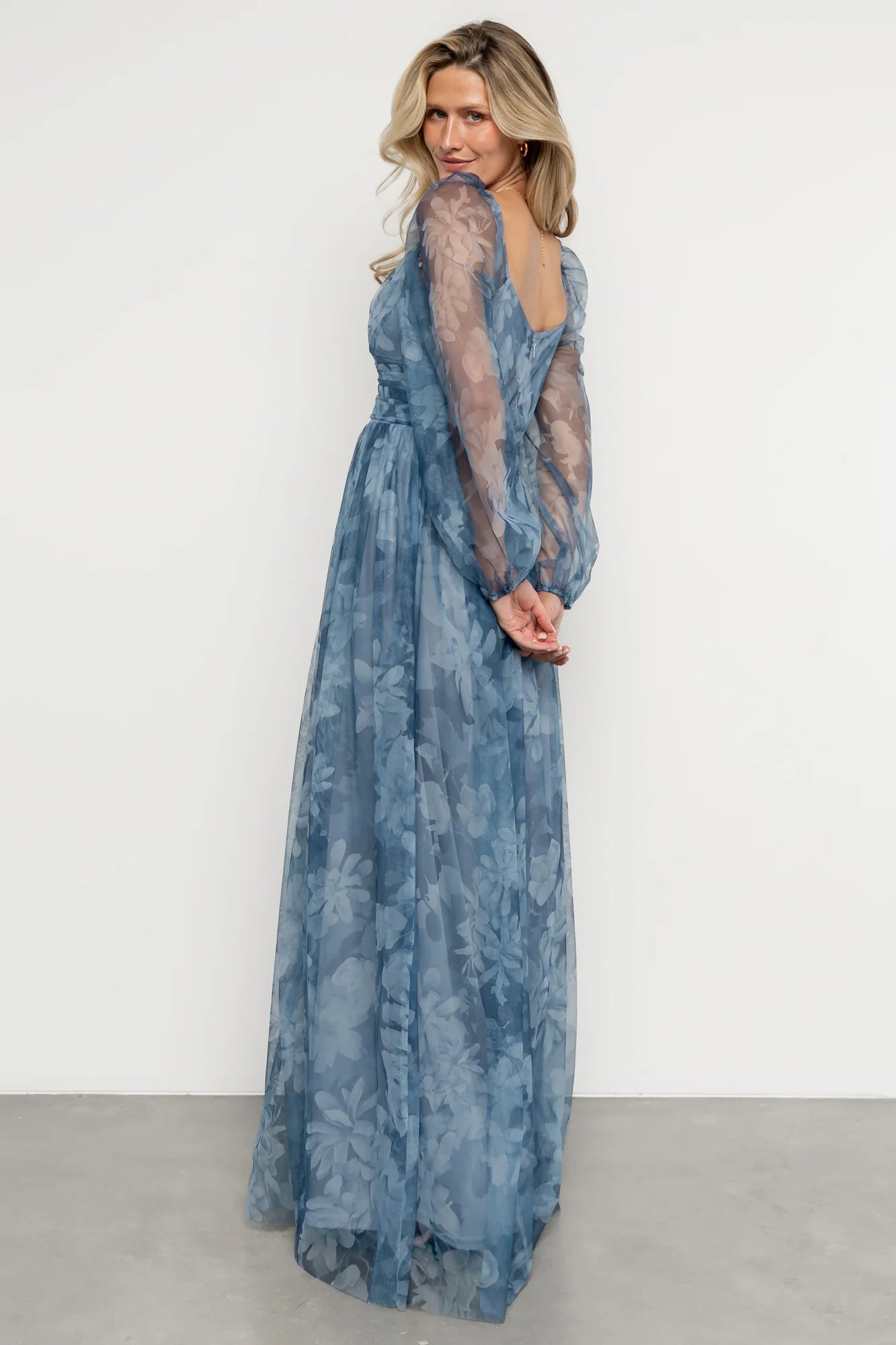Nara Tulle Maxi Dress | Blue Floral