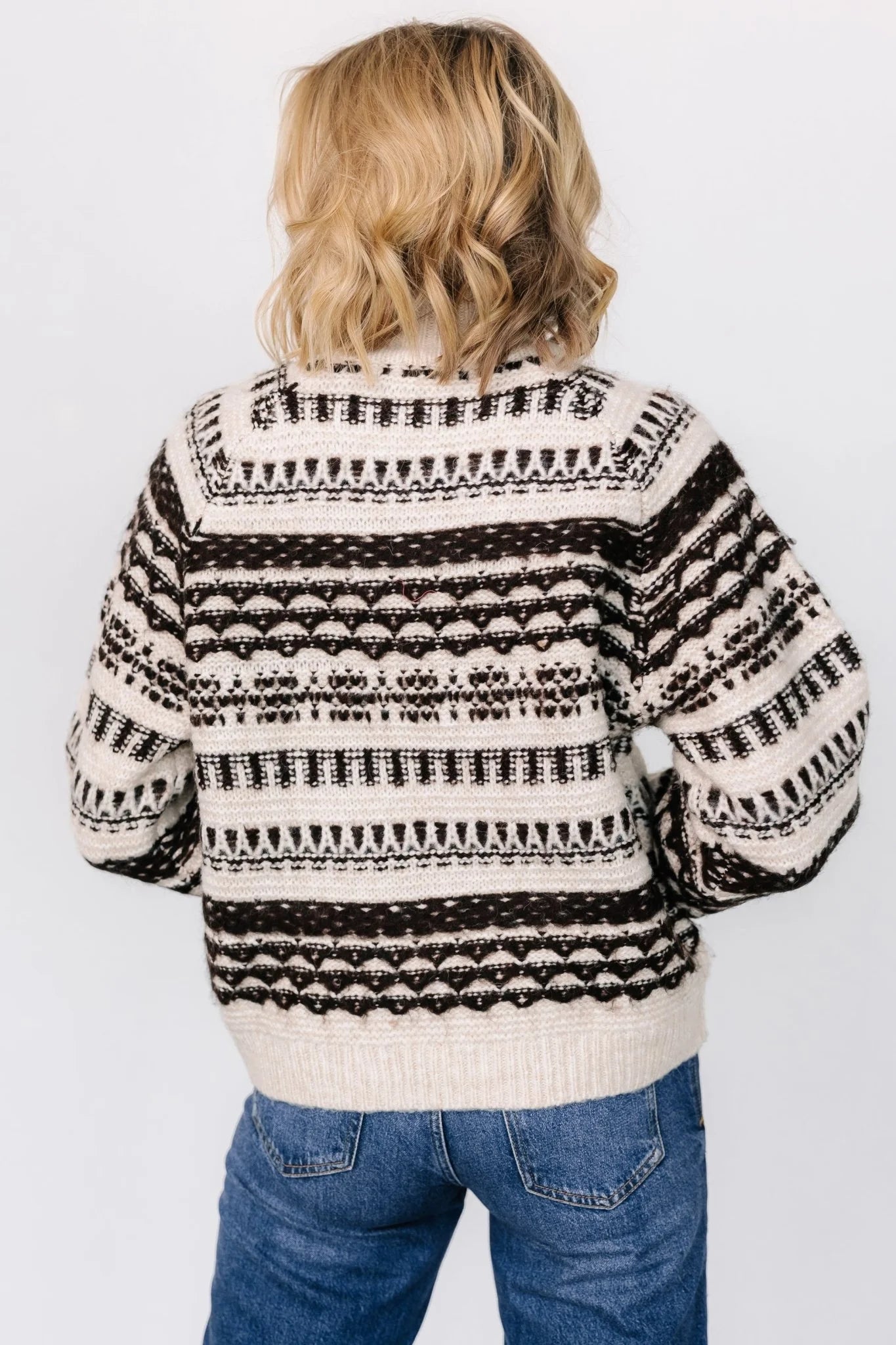 Guadalupe Mock Neck Sweater | Ivory + Chocolate