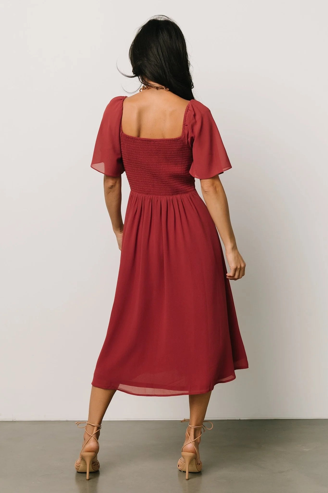 Colette Sweetheart Midi Dress | Terracotta
