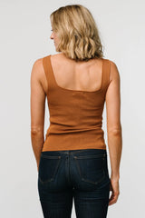 Cher Square Neck Knit Tank | Copper