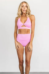 Del Mar Ribbed Bikini Top | Pink