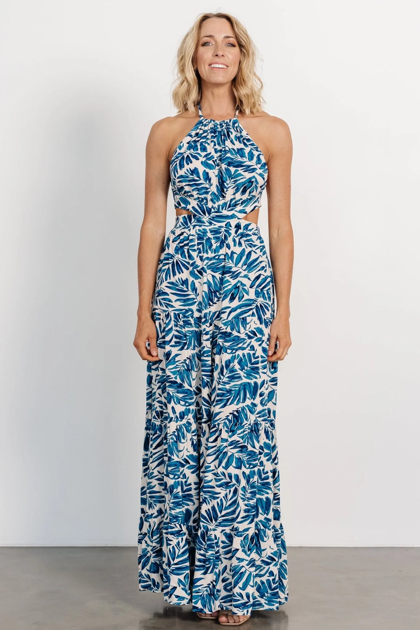 Brett Halter Maxi Dress | Cobalt Print