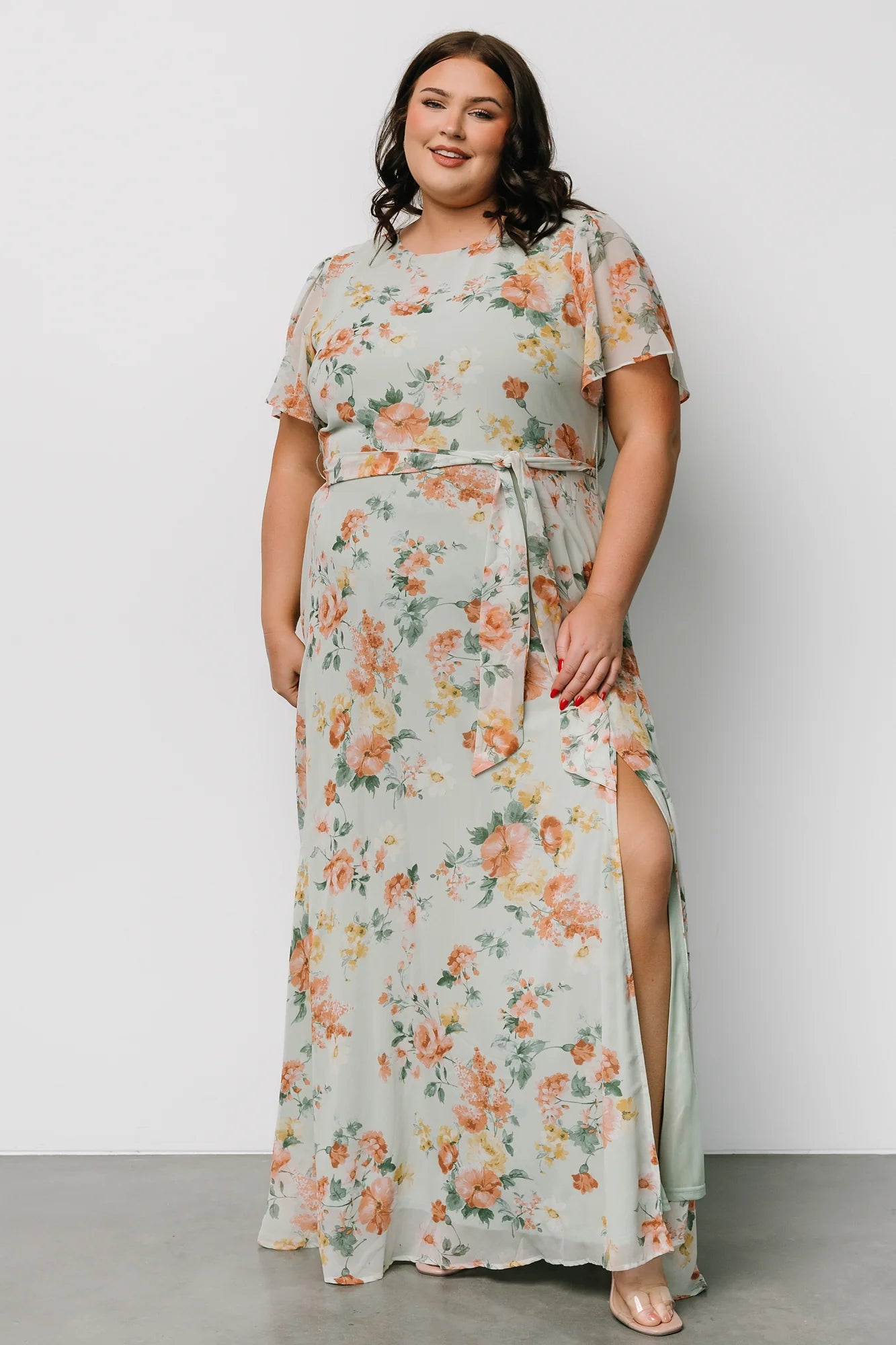 Naomi Short Sleeve Maxi Dress | Sage Floral