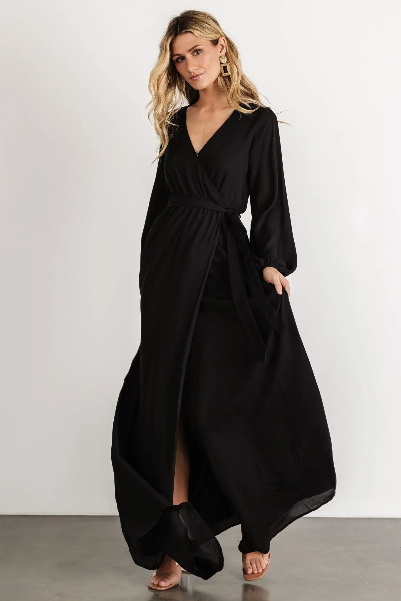 Breanne Faux Wrap Maxi Dress | Black