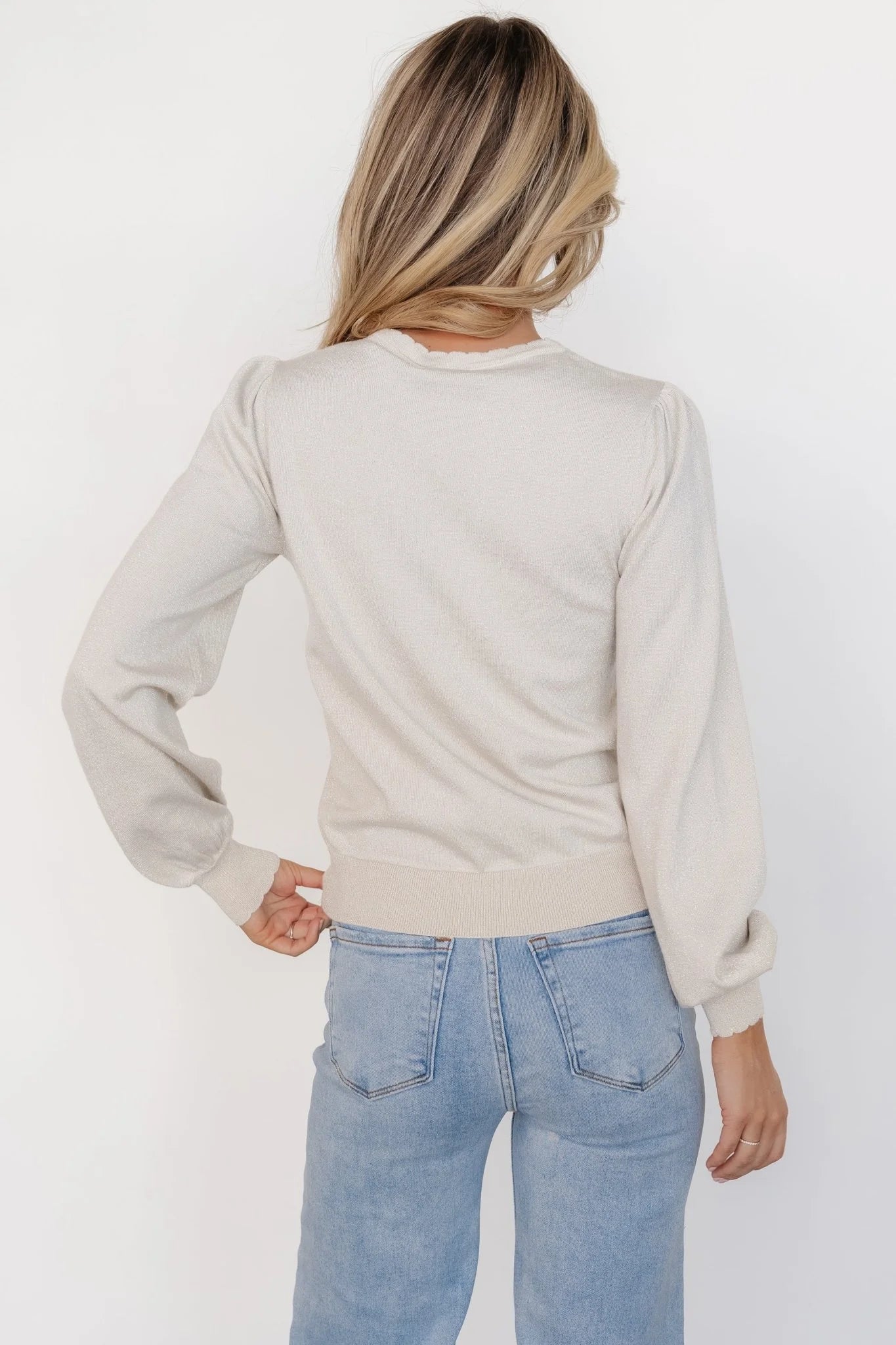 Benson Shimmer Sweater Top | Natural
