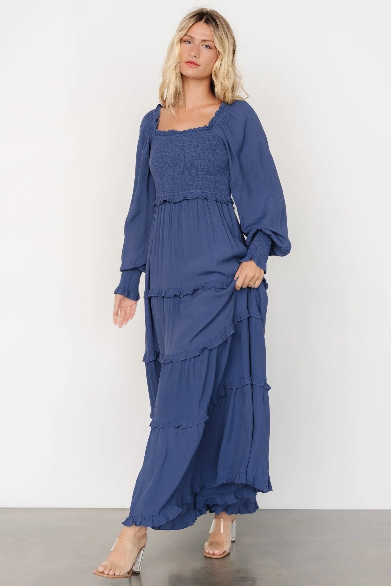 Lana Smocked Maxi Dress | Blue